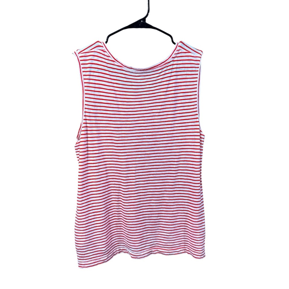 Madewell Red & White Striped Crew Neck Sleeveless Tank Top - Picture 2 of 4